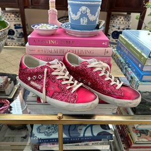 Hot Pink Glitter Golden Goose Sneakers